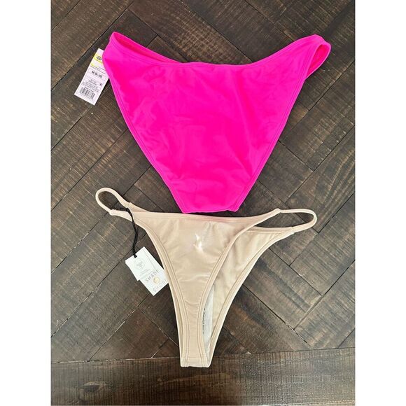 Target Brands Size Medium Swim Bikini Bundle Triangle Top Thong Bottom - Picture 2 of 5
